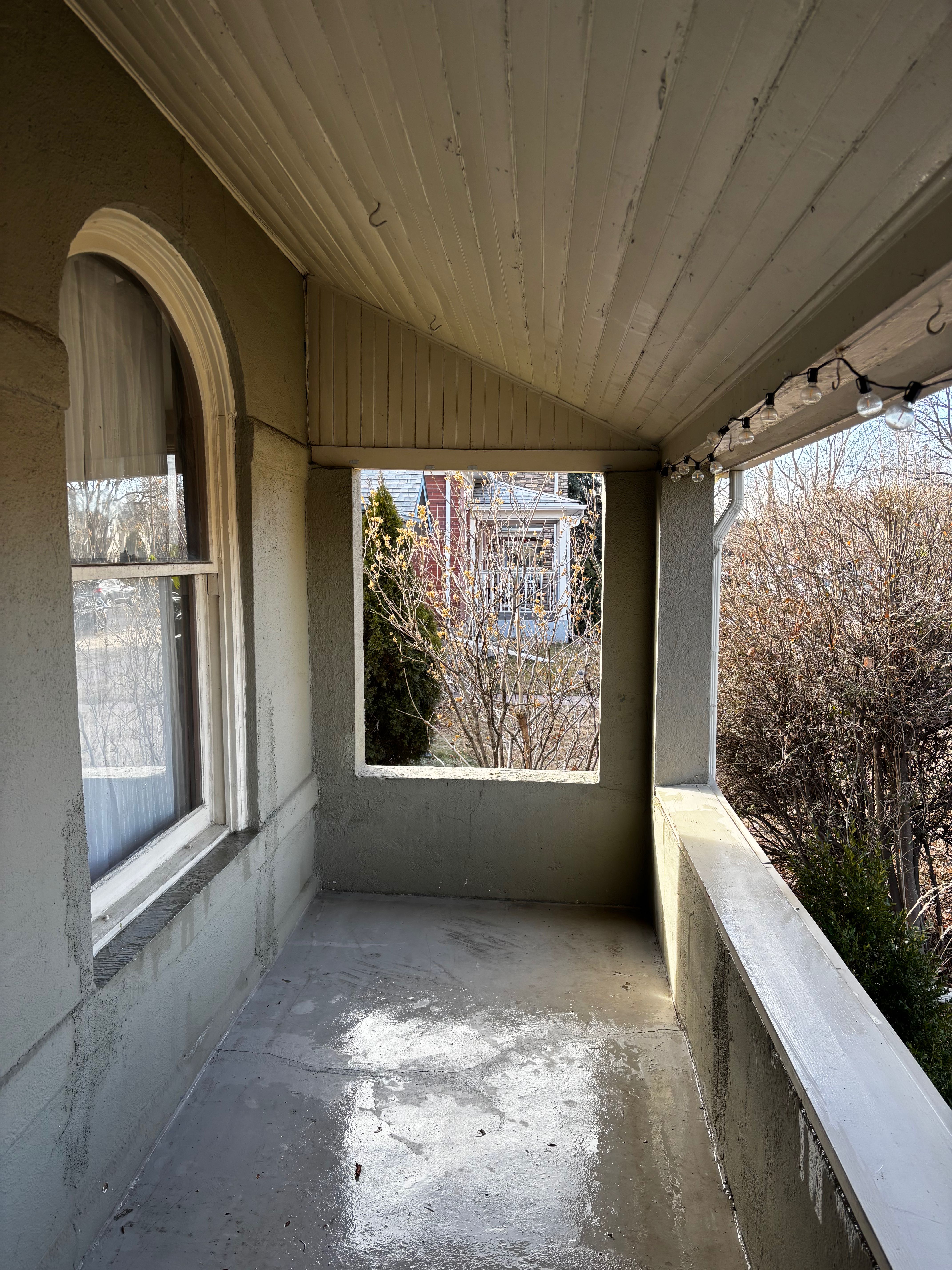 Porch windows with professional window treatment